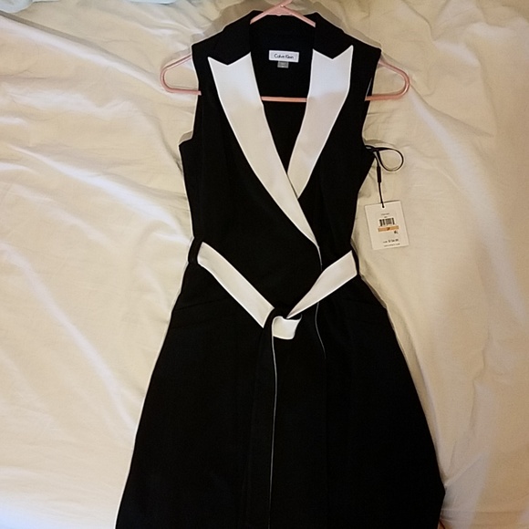 Calvin Klein color block wrap dress 2P - Picture 2 of 3